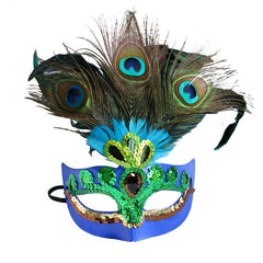 Colorful Faux Peacock Feather Mask Halloween Lady Sequin Glitter