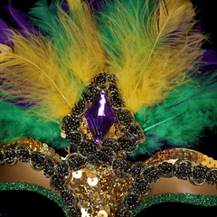 Colorful Faux Peacock Feather Mask Halloween Lady Sequin Glitter
