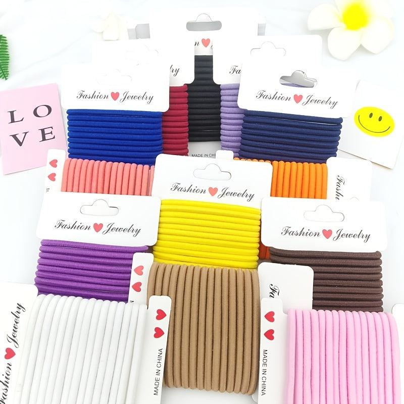 100pcs Thick Woven Hair Elastics Rubber Bands Ponytail Holder