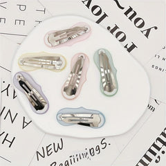 6pcs Resin Heart Hair Clip Macaroon Snap Clip Hair Barrette