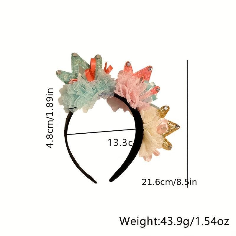 Boho Cartoon Crown Decor Headband Flower Head Hoop Hair Band
