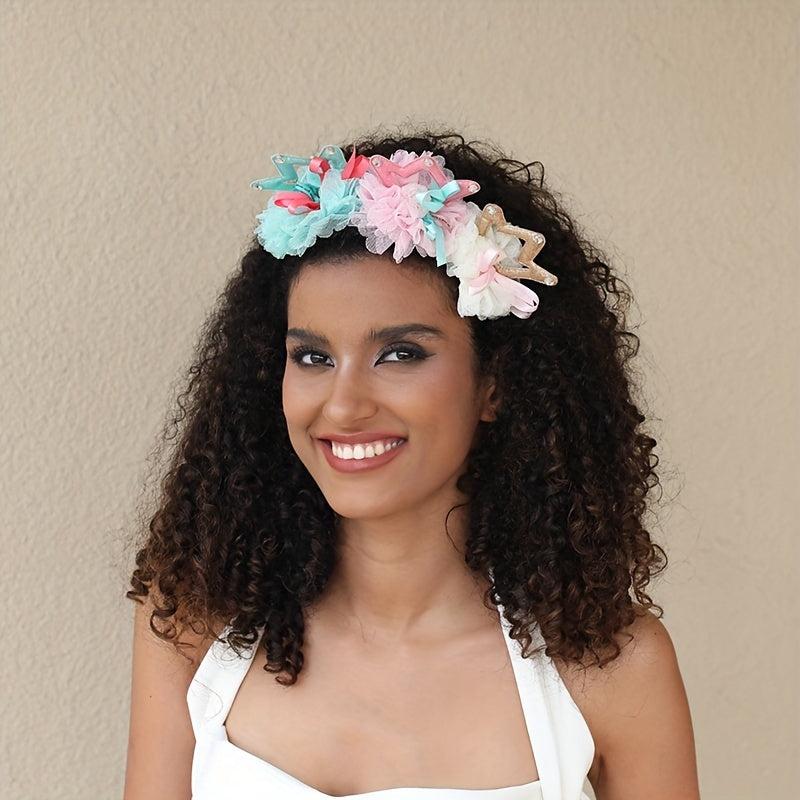 Boho Cartoon Crown Decor Headband Flower Head Hoop Hair Band