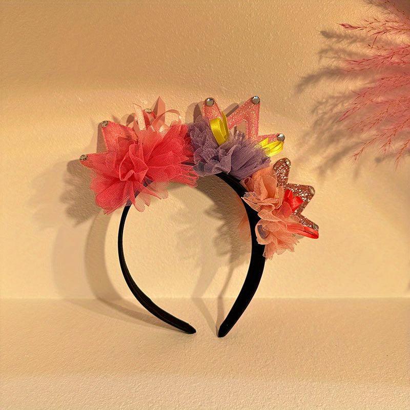 Boho Cartoon Crown Decor Headband Flower Head Hoop Hair Band