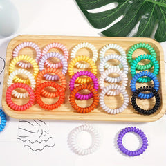 20pcs Solid Coil Wire Hair Tie Candy Telephone Wire Headband
