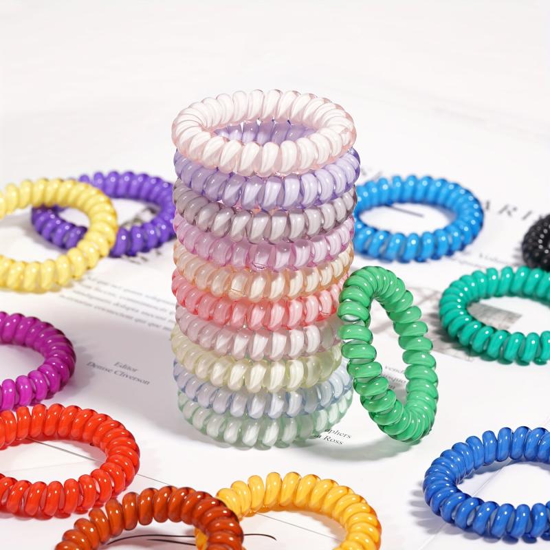 20pcs Solid Coil Wire Hair Tie Candy Telephone Wire Headband