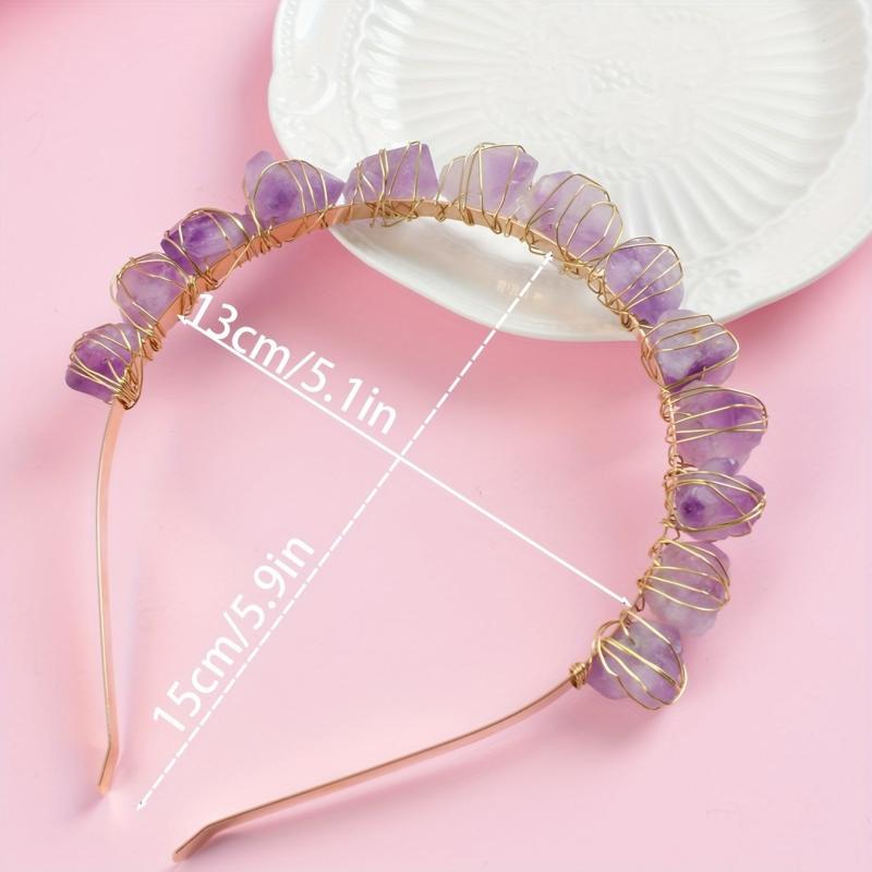 Purple Crystal Crown Hair Hoop Vintage Headband Cosplay Costume Parties