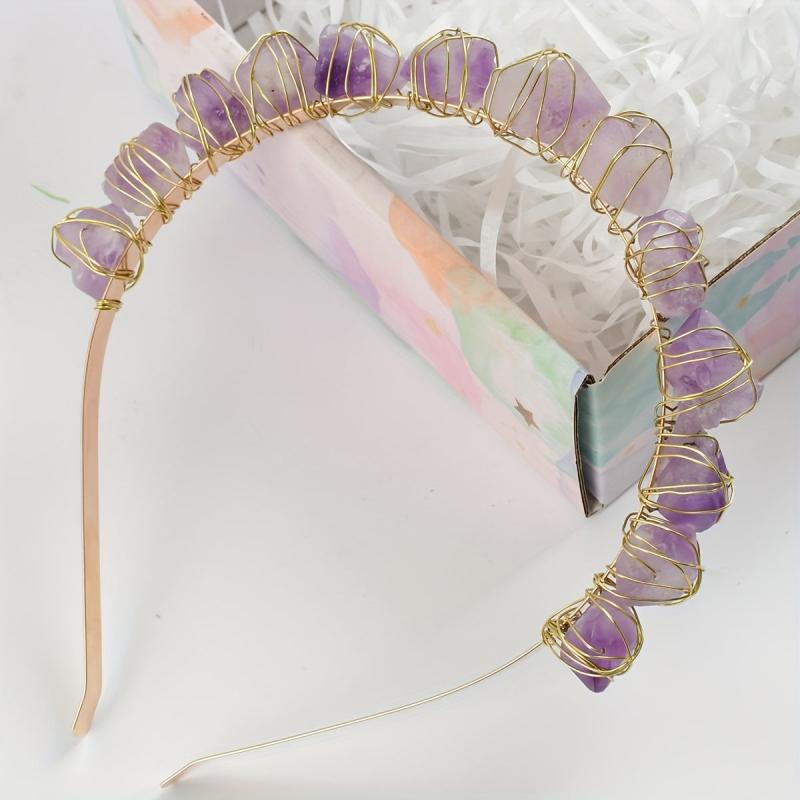 Purple Crystal Crown Hair Hoop Vintage Headband Cosplay Costume Parties