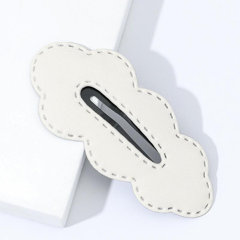 PU Leather Cloud Hair Clip Women's Solid Cartoon Hair Clip