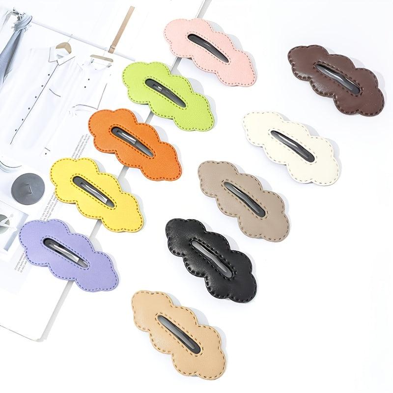 PU Leather Cloud Hair Clip Women's Solid Cartoon Hair Clip