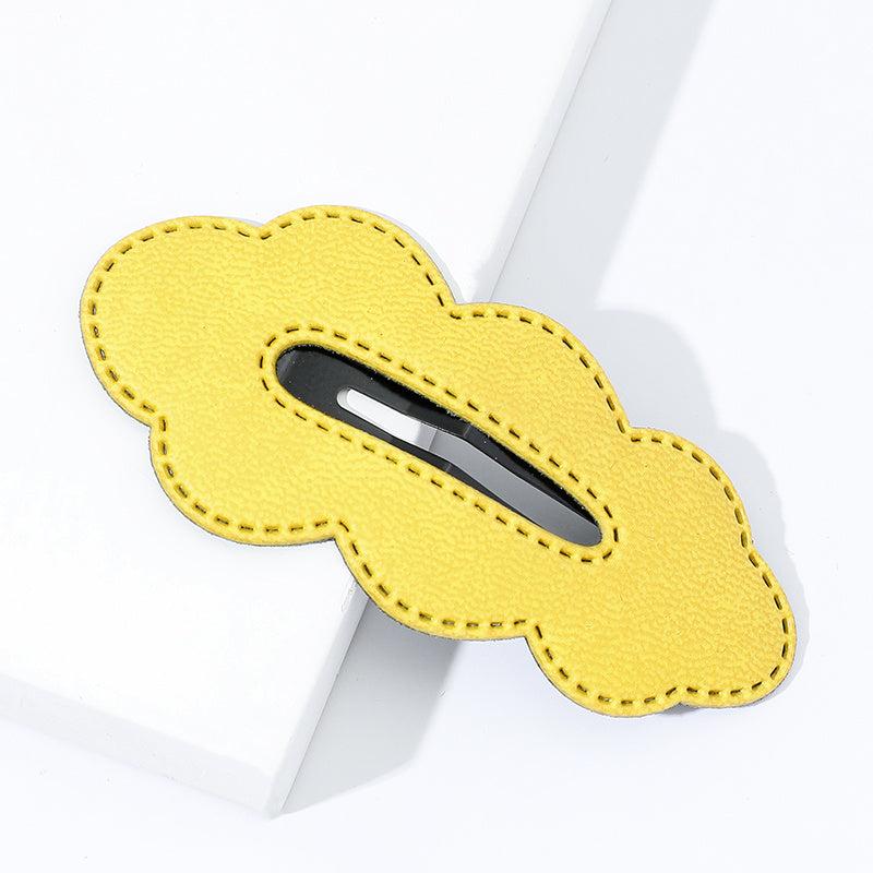 PU Leather Cloud Hair Clip Women's Solid Cartoon Hair Clip