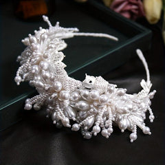 Faux Pearl Lace Hair Hoops Headband for Women Head Jewelry Hair Accessories