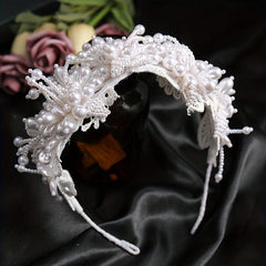 Faux Pearl Lace Hair Hoops Headband for Women Head Jewelry Hair Accessories