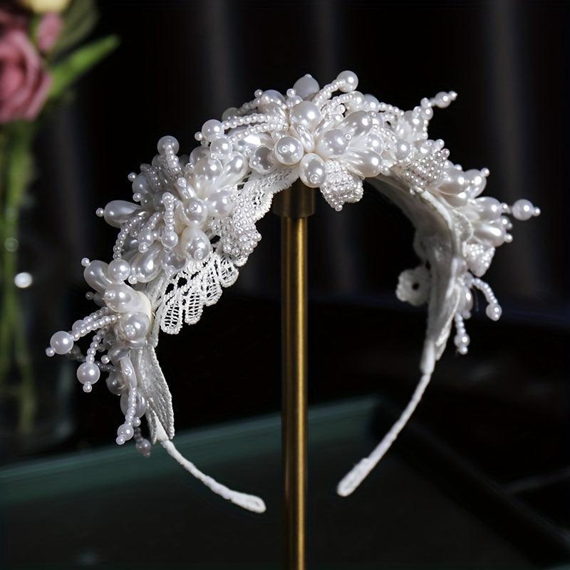 Faux Pearl Lace Hair Hoops Headband for Women Head Jewelry Hair Accessories