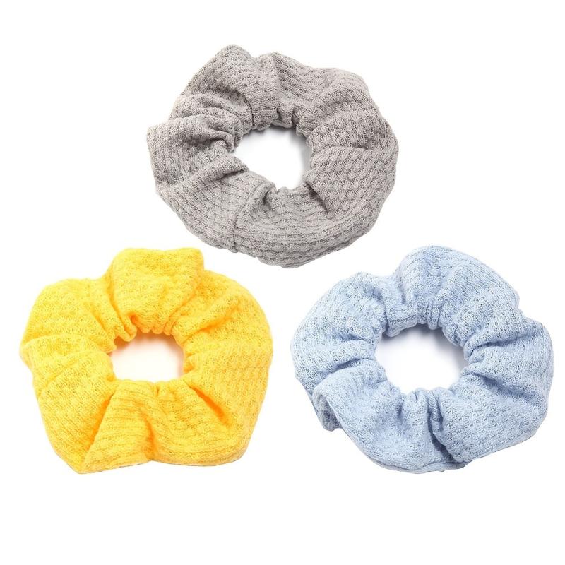 Solid Elastic Knit Scrunchie Girls Sleep Soft Scrunchy Curly Thin Hair