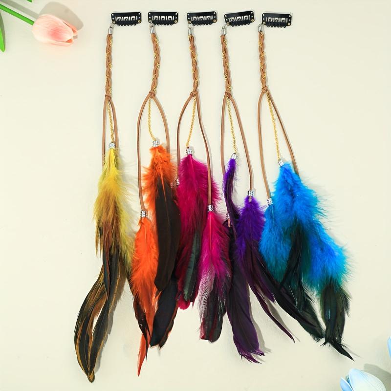 Bohemian Feather Headdress Ethnic Style Tassel Hairpin Colorful