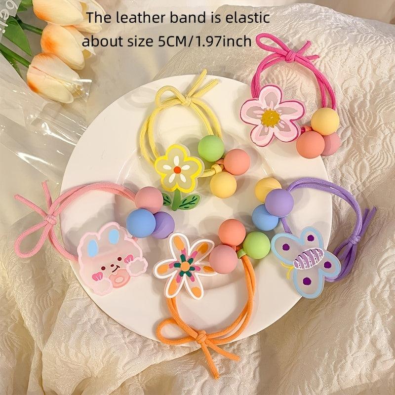 Colorful Cartoon Flowers Girls Hair Tie Elastic Hair Bands Ponytail Holder