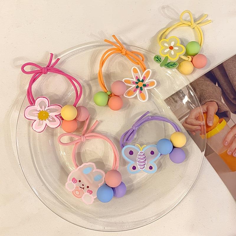 Colorful Cartoon Flowers Girls Hair Tie Elastic Hair Bands Ponytail Holder