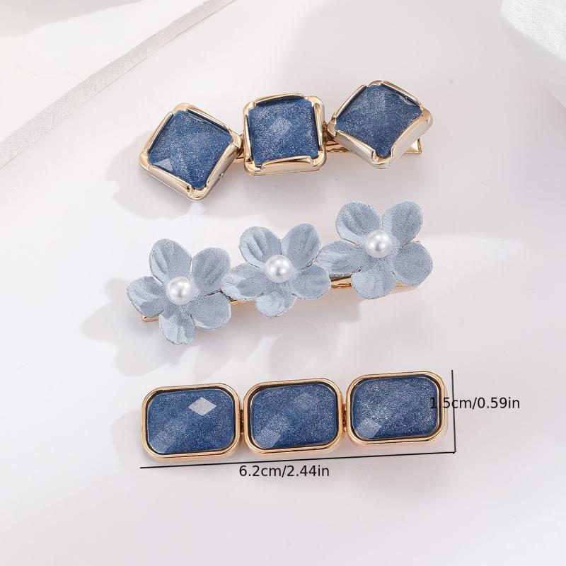 3pcs Faux Pearl Flower Hair Clips Vintage Barrette Hair Accessories