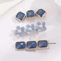 3pcs Faux Pearl Flower Hair Clips Vintage Barrette Hair Accessories