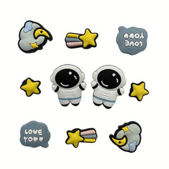 10pcs Astronaut Shoe Charm PVC Decorations for Boys and Girls