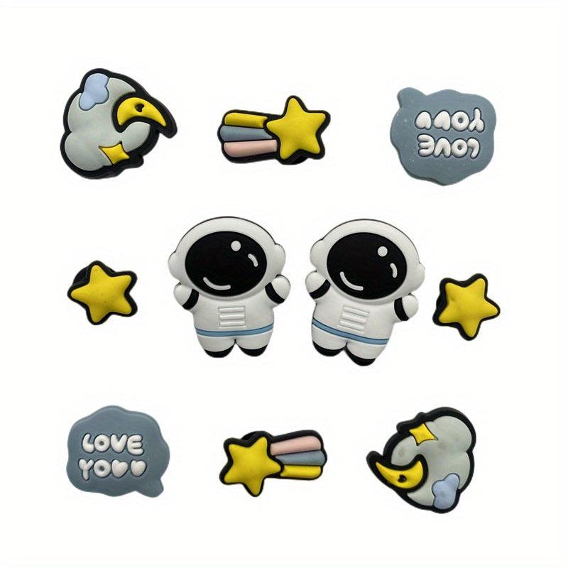 10pcs Astronaut Shoe Charm PVC Decorations for Boys and Girls