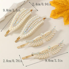 Rhinestone & Pearl Decor Hair Clip Metal Headwear Non Slip Hair Accessory