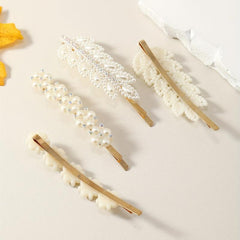 Rhinestone & Pearl Decor Hair Clip Metal Headwear Non Slip Hair Accessory