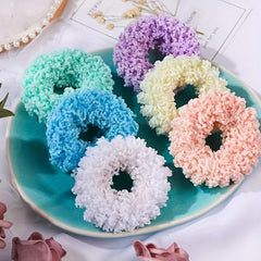 6pcs Plush Solid Elastic Hair Rubber Bands Ponytail Holder Hair Glue Ring
