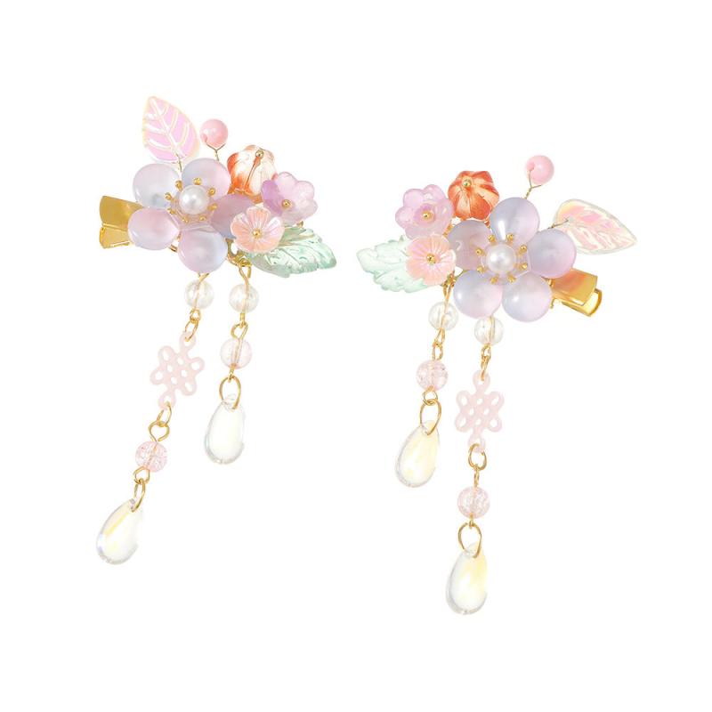 2pcs Chinese Style Flower Hair Clip Set for Women