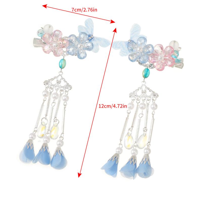 2pcs Chinese Style Flower Hair Clip Set for Women