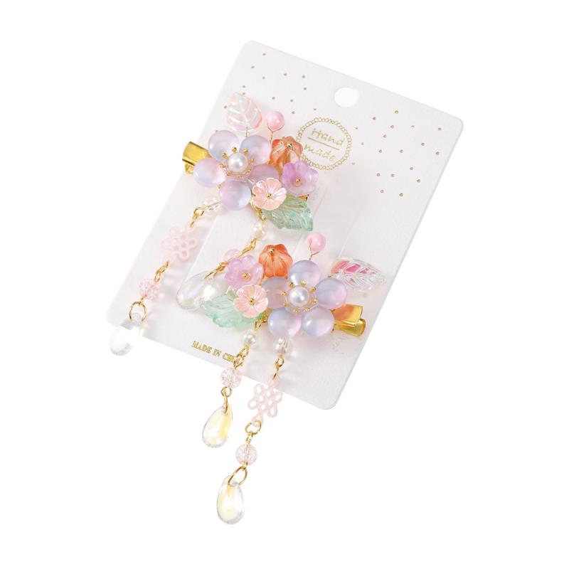 2pcs Chinese Style Flower Hair Clip Set for Women
