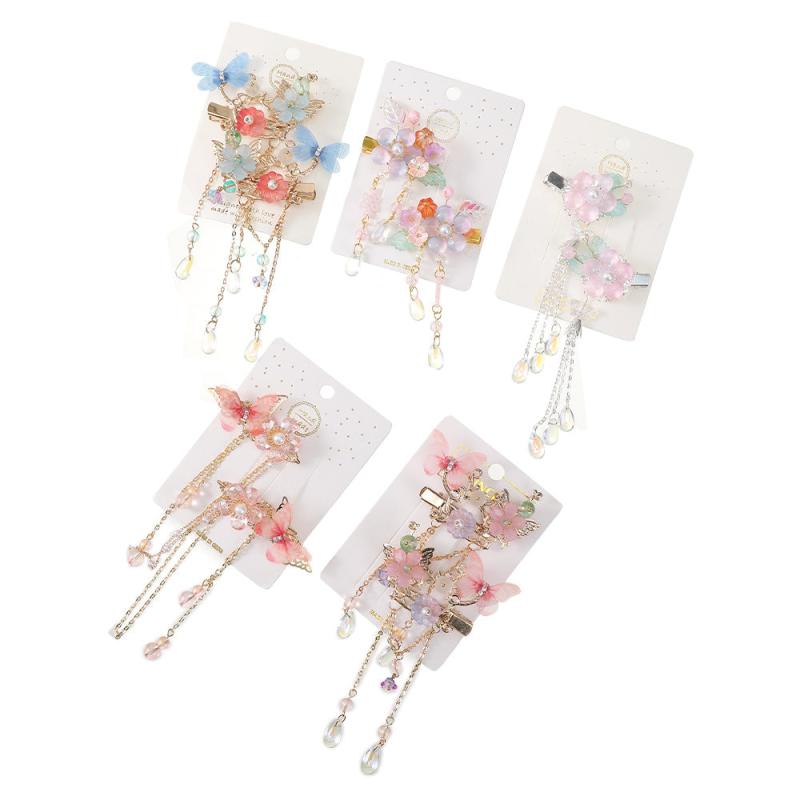 2pcs Chinese Style Flower Hair Clip Set for Women