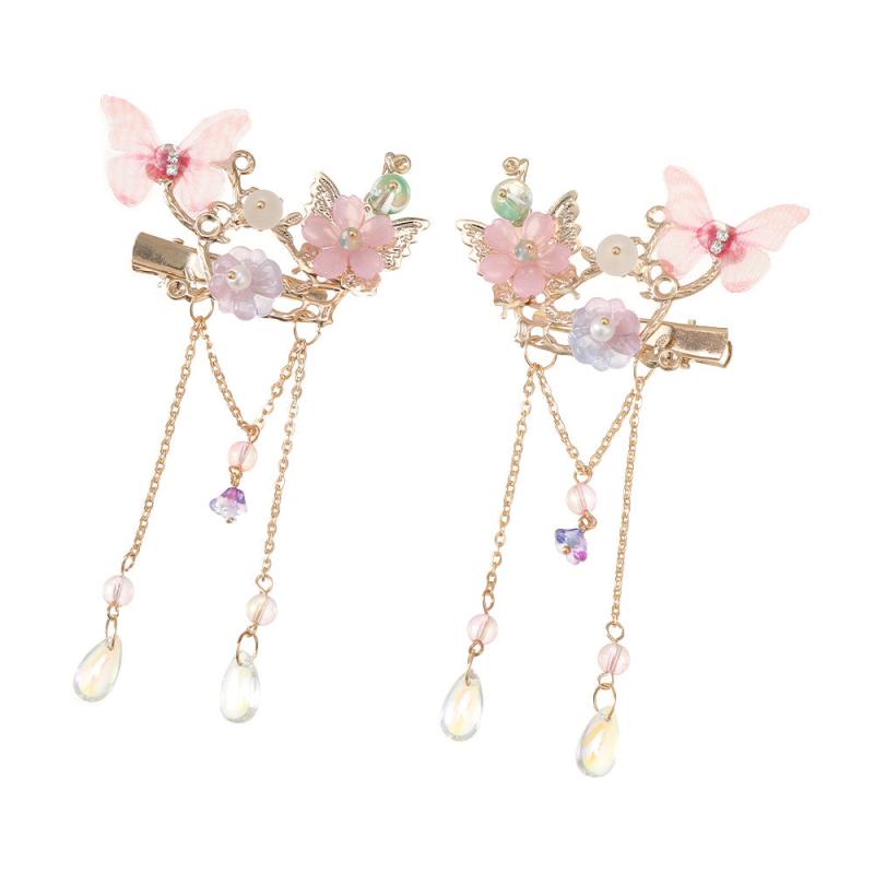 2pcs Chinese Style Flower Hair Clip Set for Women
