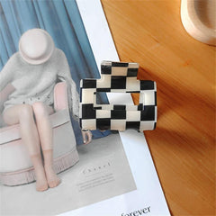 Geometric Grab Clip Hairpin Plaid Hair Accessories For Girls