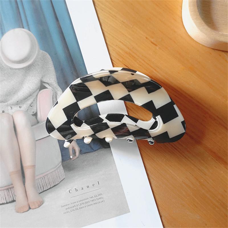 Geometric Grab Clip Hairpin Plaid Hair Accessories For Girls