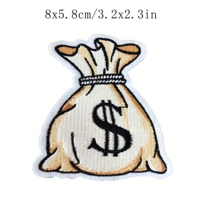 Money Bag Pattern Patches Embroidery Cloth Stickers DIY Decoration