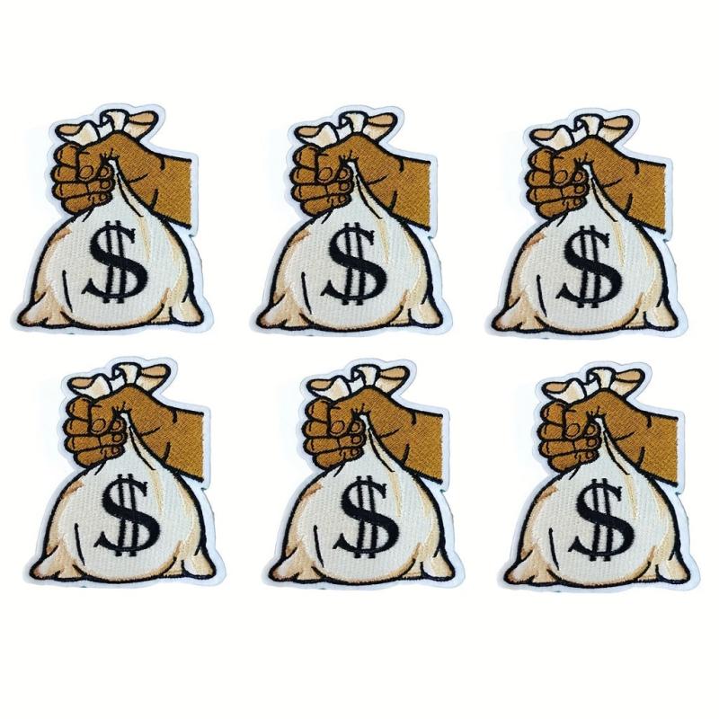 Money Bag Pattern Patches Embroidery Cloth Stickers DIY Decoration