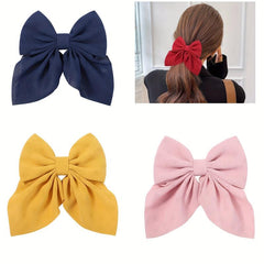 Large Bowknot Hair Clip Set, Pastoral Style Headwear