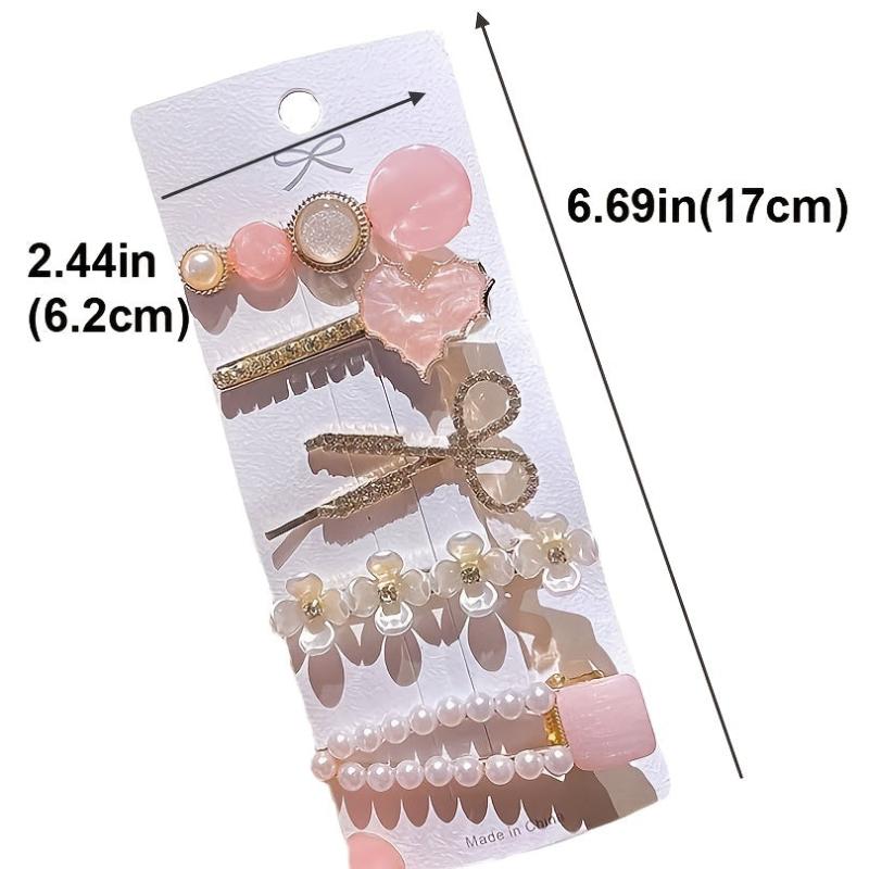Pearl Rhinestone Hairpins Metal Hair Barrettes Flower Hair Clip