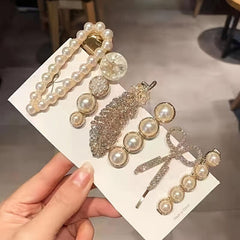 Pearl Rhinestone Hairpins Metal Hair Barrettes Flower Hair Clip