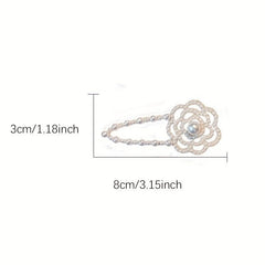 Faux Pearl Camellia Hair Clip Enamel Flower Headwear
