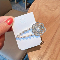 Faux Pearl Camellia Hair Clip Enamel Flower Headwear