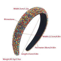 Colorful Rhinestone Headband for Women - Velvet Bridal Hairband