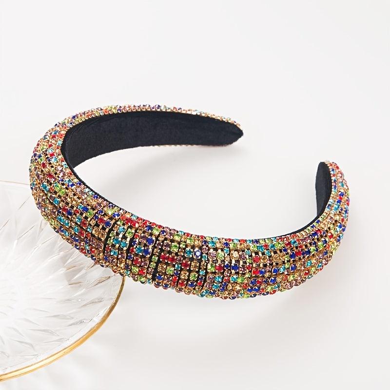 Colorful Rhinestone Headband for Women - Velvet Bridal Hairband