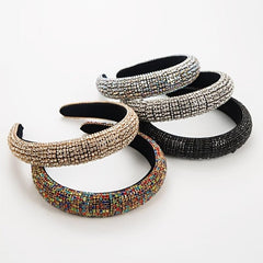 Colorful Rhinestone Headband for Women - Velvet Bridal Hairband