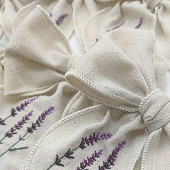 Lavender Embroidery Bow Hair Clip Retro Style Barrette for Women Girls