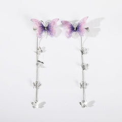 Glitter Butterfly Hair Clips Fabric Barrettes Tassel Hairpin