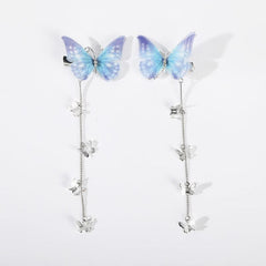 Glitter Butterfly Hair Clips Fabric Barrettes Tassel Hairpin