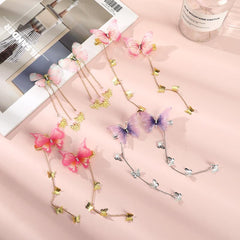 Glitter Butterfly Hair Clips Fabric Barrettes Tassel Hairpin
