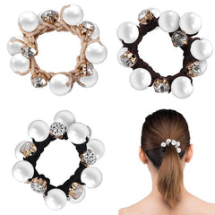 Rhinestone Pearl Charm Scrunchie Hair Tie Ponytail Holder Minimalist Hair Band